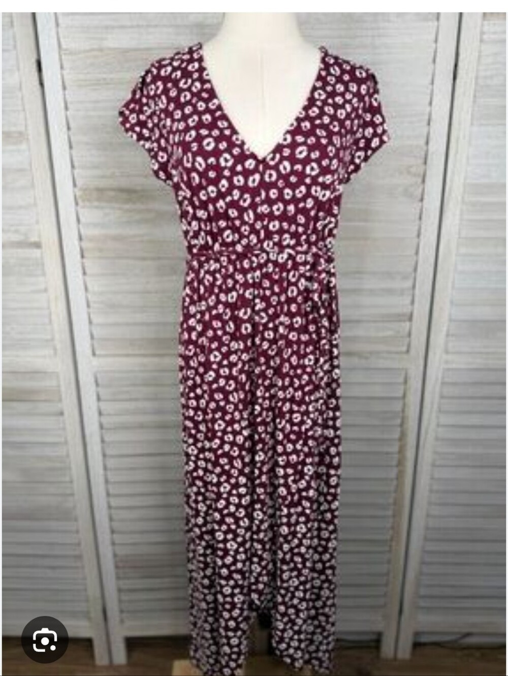 Isabel Maternity Burgundy Floral Print V-Neck Maxi Dress Size Small